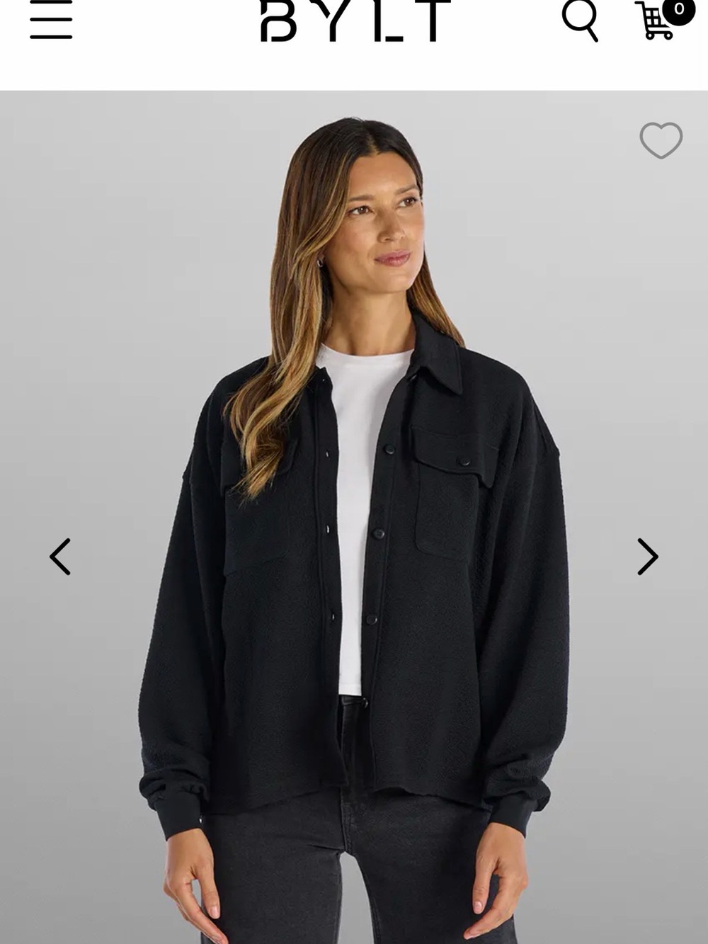 BYLT Basics Black Button-Down Shacket